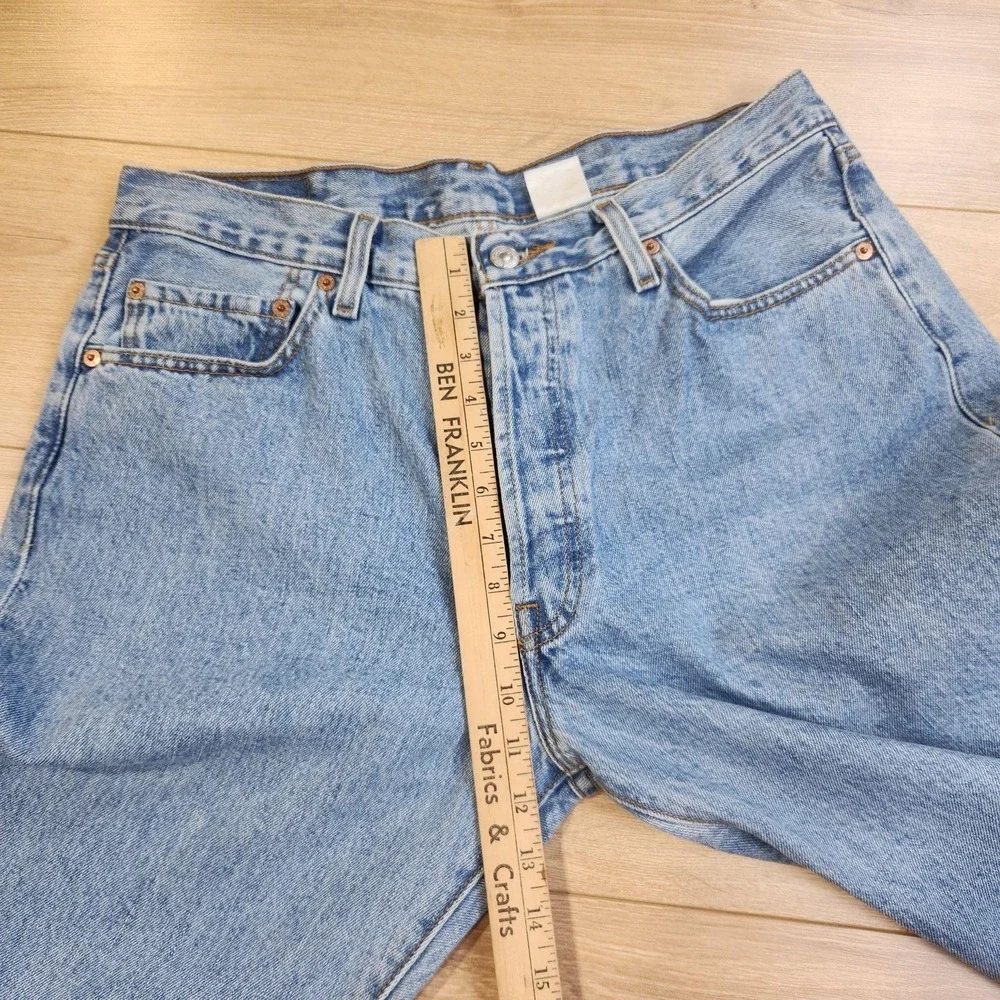 Levis 501 Jeans Mens 36x34 Light Wash Blue Button Fly Straight Denim Casual